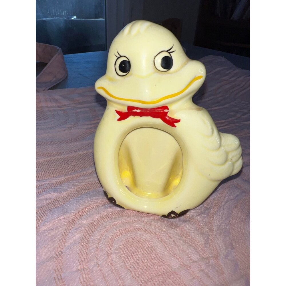Vintage 1960S Ceramic Duck Picture Frame Yellow Kitsch Collectible Decor